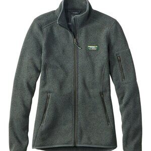 LL Bean Sweater Fleece Full-Zip Jacket, olive green, small